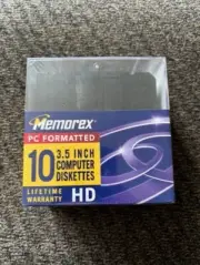 Memorex PC Formatted (10) - 3.5" Computer Diskettes High Density - NEW (55)