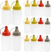 WEKADRIN 12pc Condiment Bottles Dispenser for Sauces Dressings and Condiments Transparent Kitchen Containers for Salad Ketchup Mustard and More