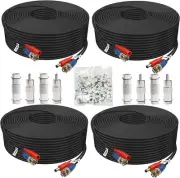 4pcs 200ft Video Power Cable BNC RCA Cord Wire for CCTV Security Camera System