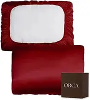 ORCA Satin Pillow Covers for Hair Treatments, Travel-Friendly, Ultra-Soft, Anti-Friction for Less Breakage & Stain Protection - 2 Pack (Coffee)