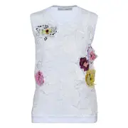 [Oscar de la Renta] Orchid Threadwork Embroidered Top