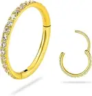 Smilebelle 14K Gold Hinged Nose Rings Hoop for Women 20G, 316L Surgical Steel Cl