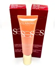 Clarins SOS Face Primer #03 Coral: Visibly Minimizes Dark Spots Set of 2 New