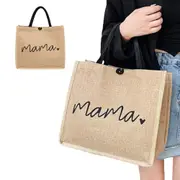 Jute Tote Bag with Handle Reusable Handbags Burlap Tote Mama Bag