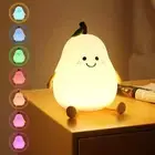 LED Pear Night Light USB Rechargeable Ambient Sleeping Light Colorful Cute AU