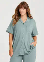 [Taking Shape] Taking Shape Modal Soft Touch Pyjama Top Size 18 in Blue Haze - Plus Size Women's Clothing Blue Haze