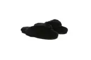 AUSTRALIAN SHEPHERD UGG Thongs Women Fluffy Slides Farah Black