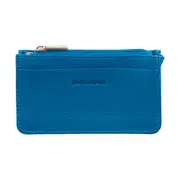 Pierre Cardin Genuine Leather Coin Purse with Keyring Wallet - Aqua