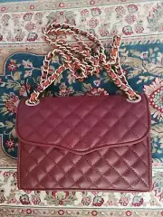 Designer Chain Bag by Rebecca Minkoff Leather Adjastable Handle Burgundy New