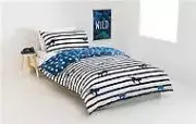 Double Bed Size Kids / Boys Jungle Tiger Blue & White Doona / Quilt Cover Set