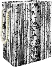 Winter Birch Trees Trunk Forest Collapsible Storage Basket with Handles Hampers