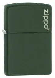 Zippo 221ZL, Classic Green Matte Finish Lighter, Zippo Logo, Full Size