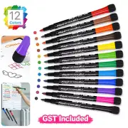 12 Colour White Board Whiteboard Marker Pen Magnetic Dry Wipe Erase Fine Tip