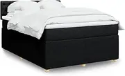 Box Spring Bed with Pocket Spring Mattress and LED Lights - Dark Grey Double Fabric 190x137x100.5cm, Medium Firmness, Washable Cover, Adjustable LED Ambience