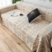 Osunnus Cotton Couch Cover Washable Boho Reversible Throw Sofa Cover Geometric Jacquard Multi-Use Furniture Protector for 2-3 Cushion Sectional L Shaped Sofa Bed Boho Home Decor, 79" x 118"