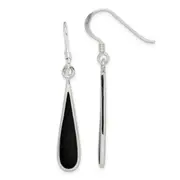 Sterling Silver Polished Onyx Teardrop Dangle Earrings