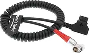 Alvin's Cables Red Scarlet Epic Camera Power Coiled Twist Cable 6 Pin Right Angle Female to D Tap