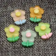 25 Mixed Color Crystal Flower Flatback Resin Cabochon 22mm Charm Embellishments