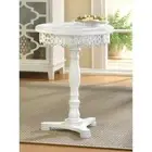 White Flourish Pedestal Accent Table