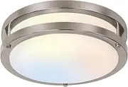 12 Inch LED Flush Mount Ceiling Light Fixture, 33cm LED Ceiling Light 3600LM, Modern Ceiling Light 5CCT, Brushed Nickle Dimmable Ceiling Lamp for Living Room Kitchen Nickle