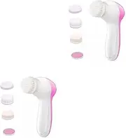 Minkissy 2 Pcs Electric Face Exfoliator Facial Cleansing Brush Face Scrub Soft No Irritation Portable