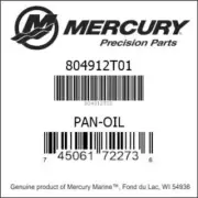 New Mercruiser Mercury Quicksilver - Oil Pan 804912T01