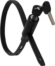 Urban August Adjustable Zip Tie Lock for Cabinet Refrigerator Bike Stroller Helmet Skateboard Luggage- Multi-Purpose Keyed French Door Lock - Stainless Steel Fridge Lock with Key - Black, 1 Pack