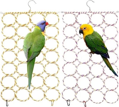 2 Packs Bird Hemp Rope Net Swing Climbing Rope Net for Birds Parrot