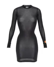 Heron Preston Long-Sleeved Mesh Dress XXS,XL,L Black