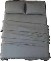 SONORO KATE Bed Sheet Set Super Soft Microfiber 1800 Thread Count Luxury Egyptian Sheets 16-Inch Deep Pocket Wrinkle -4 Piece(Queen Dark Grey)