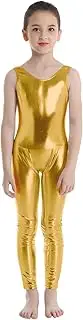 [Yhong] Kids Girls Shiny Metallic Tank Top Gymnastics Ballet Dance Leotard One Piece Sleeveless Bodysuit
