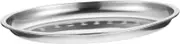 VICASKY Large 40cm Stainless Steel Round Deep Sizzle Platter - Silver Serving Plate for Fish - Sushi Pasta and Appetizers Ideal for Catering and Buffets