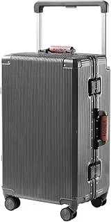 [YWYMCRJLV] Luggage 20" 22" 24" 26 Inch Travel Suitcase Aluminum frame Trolley Case Carry-on Luggage with Cup Holder Boarding Box Rolling Luggage Suitcase, Gray, 24"