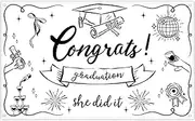 ZTHMOE Fabric 72x43inch Congratulations Graduation Photography Backdrop Class of 2025 She Did It Congrats Grad Background Girls School Party Decorations Photo Banner Props