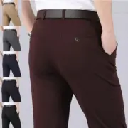 Men's Smart Trousers High Waist Pants Mens Casual Elastic Business Bottoms