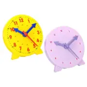 4 inch Teaching Clock Learning Time 24 Hour 3 Pointers Geared, Yellow Purple