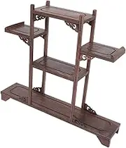 PRETYZOOM Retro Wooden Curio Display Stand Artistic Craft Showcase for Home Office and Restaurant Decor Stable Structure Easy Maintenance for Antique Holders