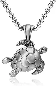 [TYMONT] Men's Turtle Pendant Necklace,Gothic Fashion Turtle Pure Tin Pendant Punk Hip Hop Necklace