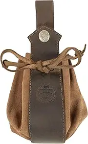 [Valhalla Gear] Medieval Drawstring Pouch, Handmade from Sheepskin and Full Grain Leather - Cinnamon