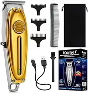KEMEI 1949 Trimmer Professional Hair Clippers for Men Zero Gap Electric Cordless Beard/Hair Trimmer Rechargeable T-Blade Haircut Machine for Stylists and Barbers Grooming Kit, Gold