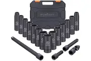 HORUSDY 18-Piece 1/2-Inch Drive Deep Impact Socket Set, Imperial 3/8-1-1/4 inch 6-Point Impact Sockets Set Heavy Duty with Storage Case