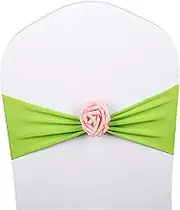 Chair Bands,Spandex Chair Sash with Rose Ball Artifical Wedding Chair Sashes Wedding Chair Bow Tie Chair,Red,100PCS (Color : Roze, Size : 50PCS) (Color : Light Green, Size : 100PCS)