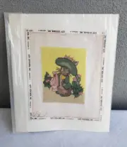 NEW Vtg Benjamin Bunny Peter Rabbit Beatrix Potter Embroidered Unframed Picture