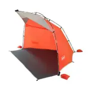 Compact Beach Tent Sun Shade Shelter Large Orange Summer Sand Lake Swim UPF 50+
