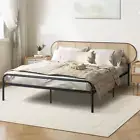 Mona Retro Modern Arched Rattan and Metal Bed Frame | Strong Metal Frame Bed ...