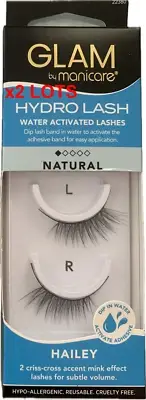 2x Manicare Glam Hydro Lash Natural Hailey Reusable Cruelty Free Hypo-Allergenic