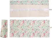 Pencil Wrap Roll Up Case Colored Pen Pencil Holder Travel Pencil Organizer Pouch with 48 Slots for Colored Pencils (Pink Floral Style, One Size)