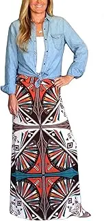 [Yinggeli] Women's Bohemian Print Long Maxi Skirt