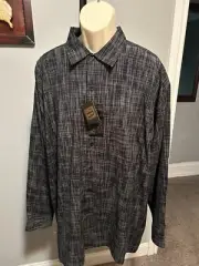 BRONO BLACK & WHITE HERRINGBONE POINTY COLLAR DRESS SHIRT 2XL TALL NWT