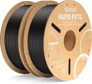 ELEGOO Rapid PETG 3D Printer Filament 1.75mm Black 2KG, High Speed 30-600mm/s 3D Printing Filament Dimensional Accuracy +/- 0.02 mm, 2 Pack 1kg Cardboard Spool (2.2lbs) for Most FDM 3D Printers